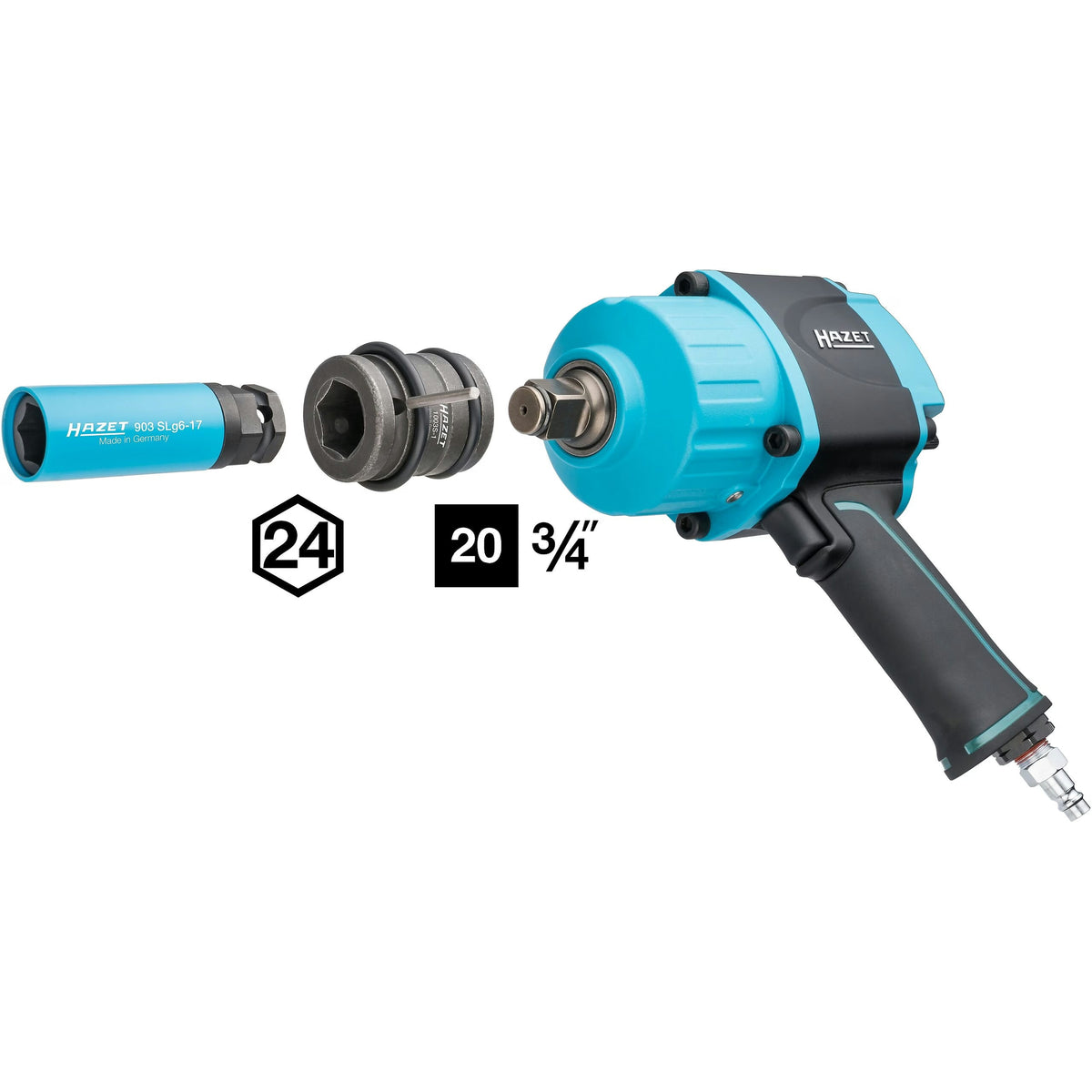 Hazet 903SLG6/5 1⁄2″ ∙ 24 mm outside hexagon Impact socket set ∙ Outer 6-point traction profile