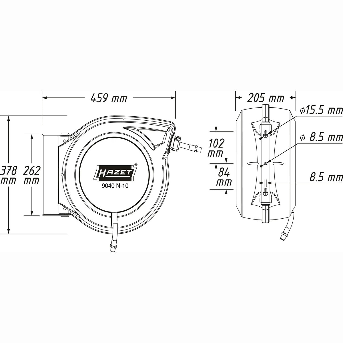 Hazet 9040N-10 Hose reel ∙ 15 m ∙ 10 mm inner ⌀
