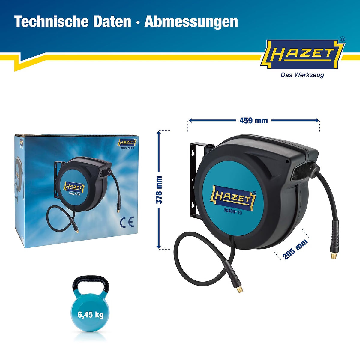 Hazet 9040N-13 Hose reel ∙ 15 m ∙ 13 mm inner ⌀
