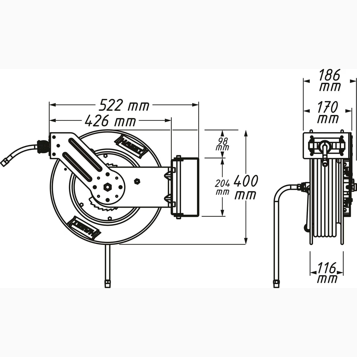 Hazet 9040OS-10 Hose reel ∙ open ∙ 20 m ∙ 10 mm inner ⌀