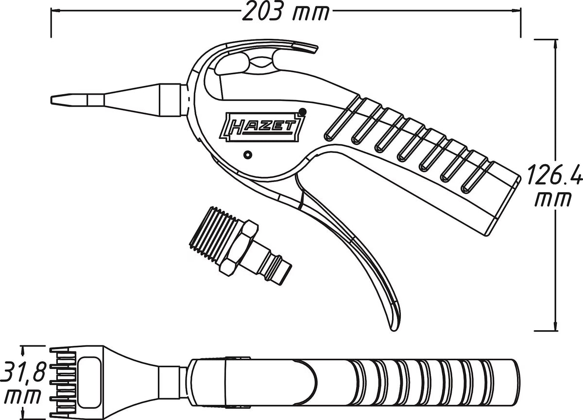 Hazet 9040P-5 Air blow gun ∙ quiet ∙ with wide flat nozzle