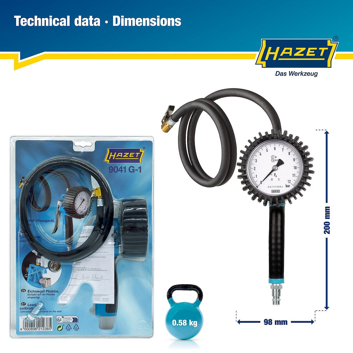 Hazet 9041G-1 Tyre inflator ∙ calibrated