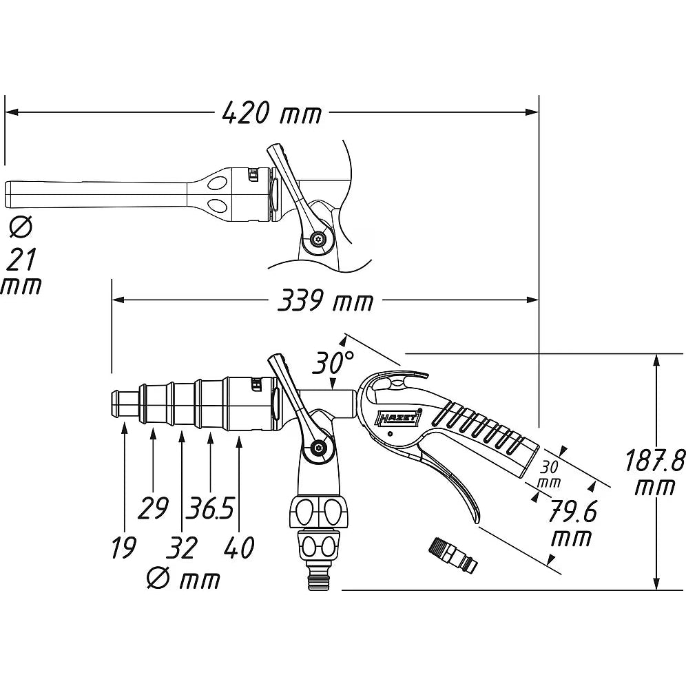 Hazet 9048P-2/3 Cooling system rinser ∙ wash-gun set