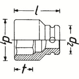 Hazet 904SLG-17 1⁄2″ Impact socket extra long Outside hexagon profile 17 mm