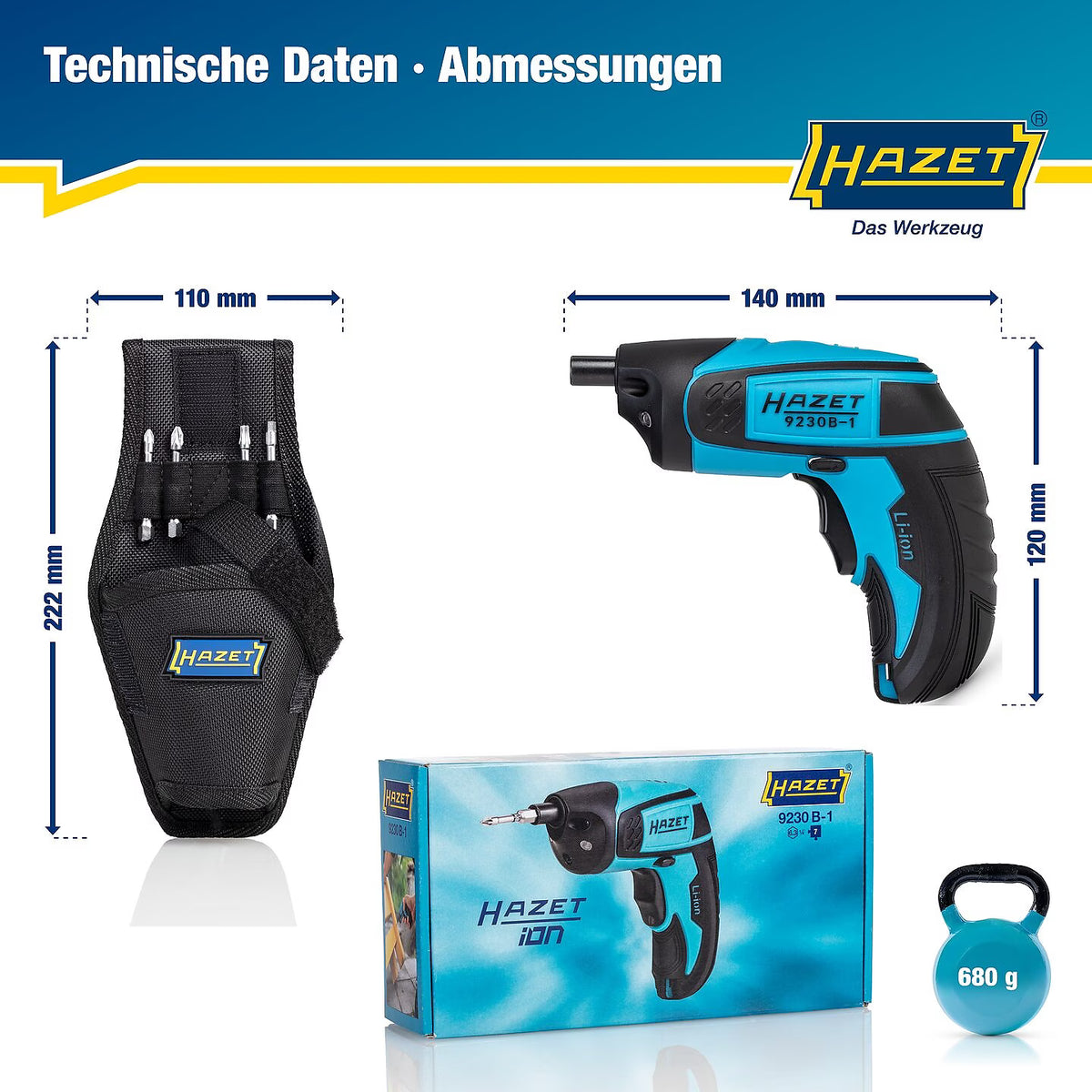 Hazet 9230B-1 Inside TORX® profile ∙ Pozidriv profile PZ ∙ Inside hexagon profile ∙ 1⁄4″ Cordless screwdriver bit set ∙ mini ∙ 4.5 Nm