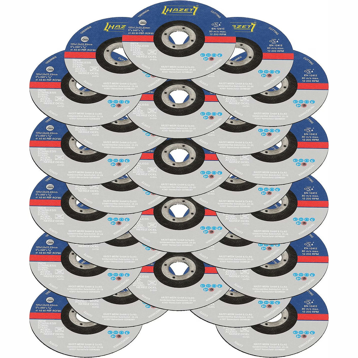 Hazet 9233-010/25 Cut-off wheel set ∙ 125 x 1 x 22.23 mm 5 x 0.40 x 7⁄8″