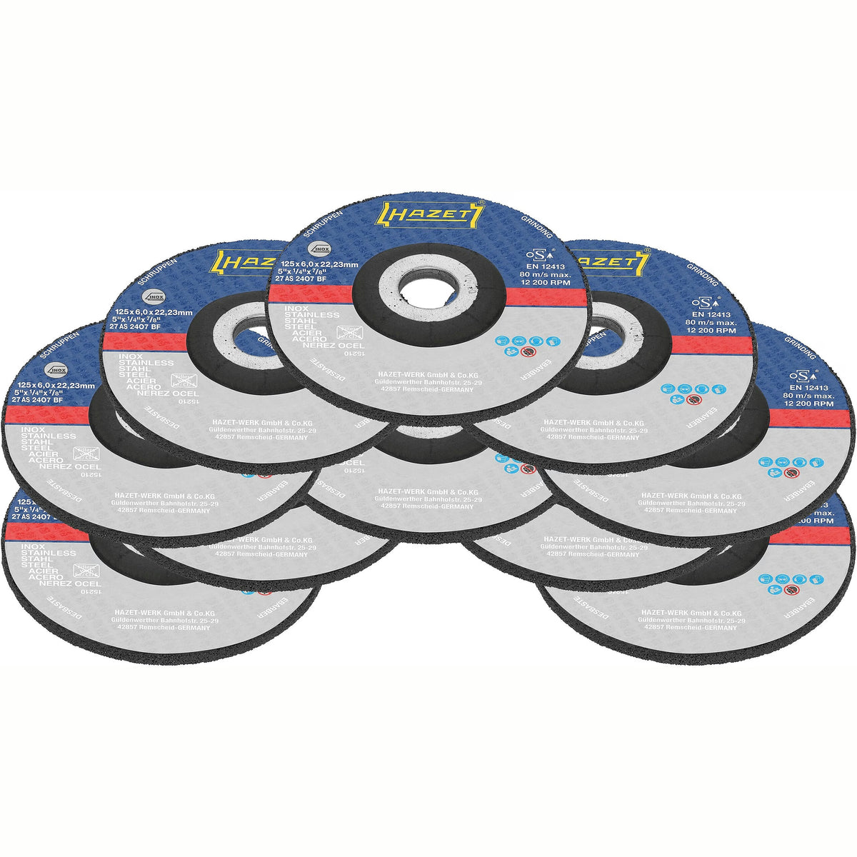 Hazet 9233-011/10 Rough grinding wheel set ∙ 125 x 6 x 22.23 mm 5 x 1⁄4 x 7⁄8″