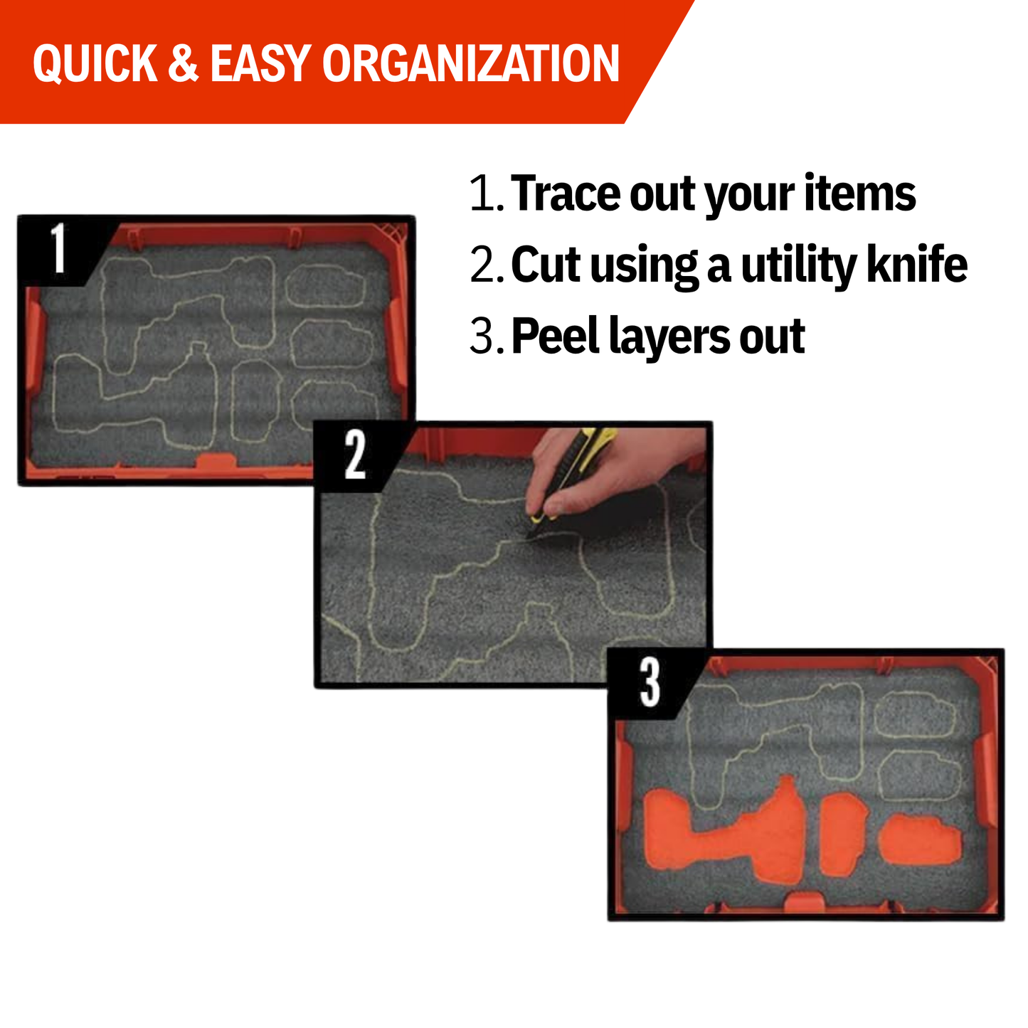 Kaizen Cut Kit - Foam Insert for Milwaukee Compact Low Profile PackOut 8436