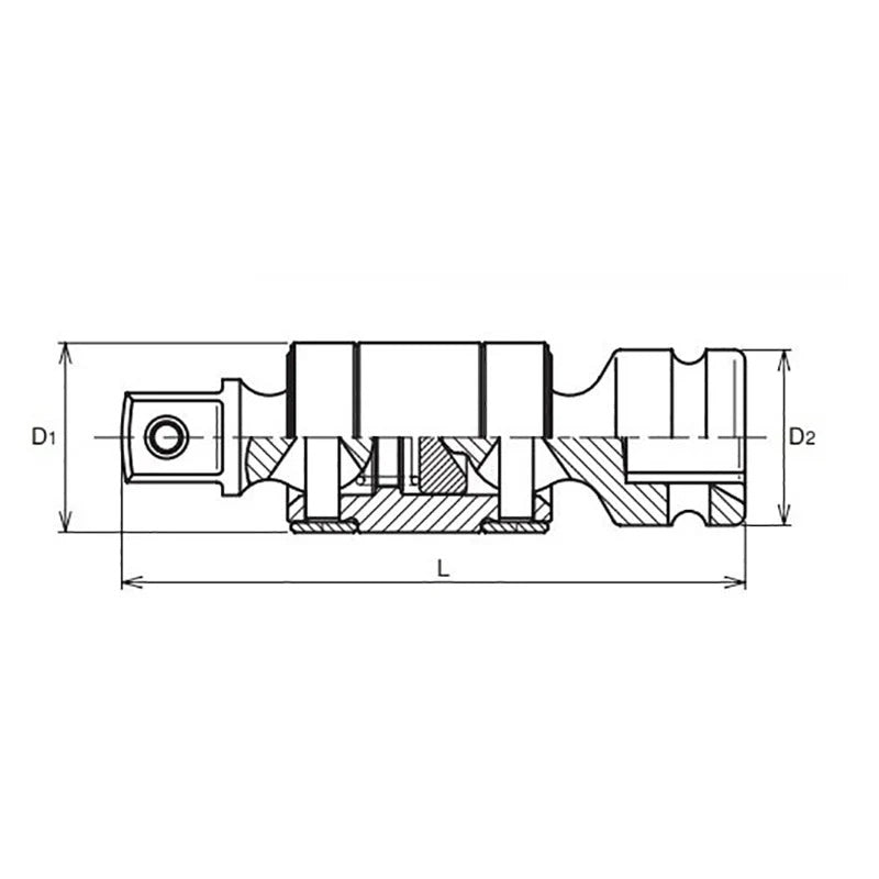 Koken 13772-B 3/8 Sq. Dr. Impact Ball Type Universal Double Joint - Length 75mm