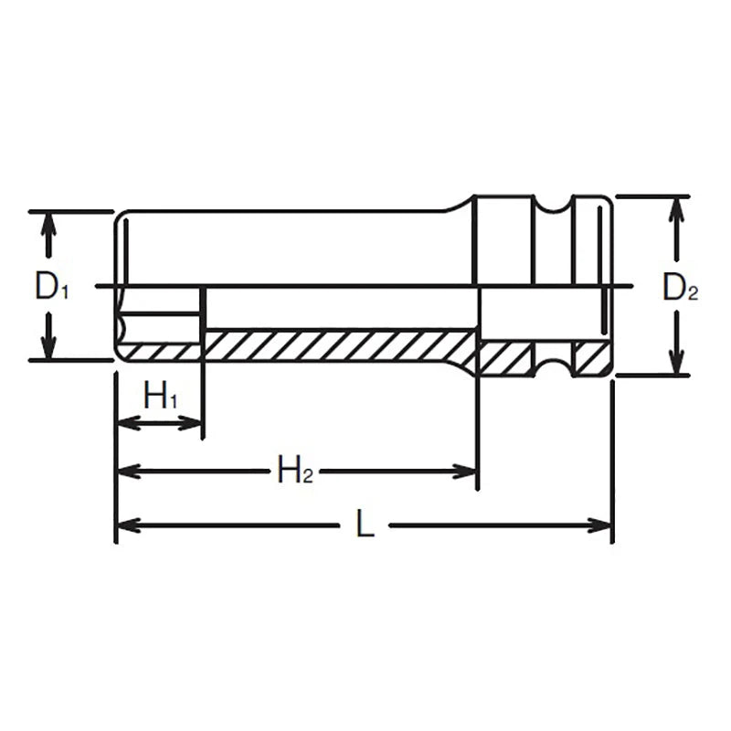 Koken 14300A-1.1/2 - 1/2 Sq. Dr. Socket 1.1/2 6 point Length 85mm