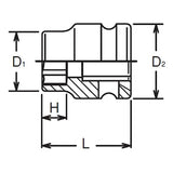 Koken 14401MS-17 - 1/2 Sq. Dr. Thin Wall 6-Point Impact Metric Socket 17mm
