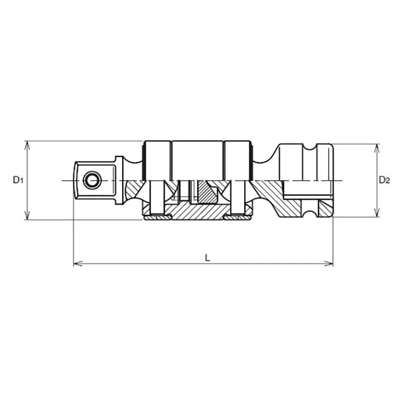 Koken 14772-B 1/2 Sq. Dr. Universal Double Joint 1/2 Square Length 90mm Ball type
