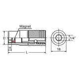 Koken 165LM.45-10 - 1/4 Hex Dr. Slide Socket 10mm 6 point Length 45mm Ring Magnet