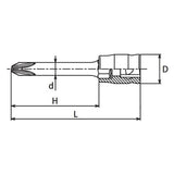 Koken 2000Z.28-2 - 1/4 Sq. Dr. Bit Socket PH2 Length 28mm Z-series