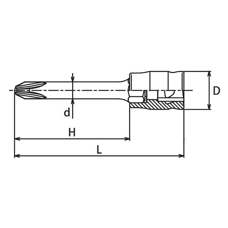 Koken 2000Z.28-3 - 1/4 Sq. Dr. Bit Socket PH3 Length 28mm Z-series