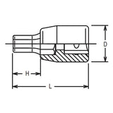 Koken 2010M.25-6 - 1/4 Sq. Dr. Bit Socket 6mm Hex Length 25mm