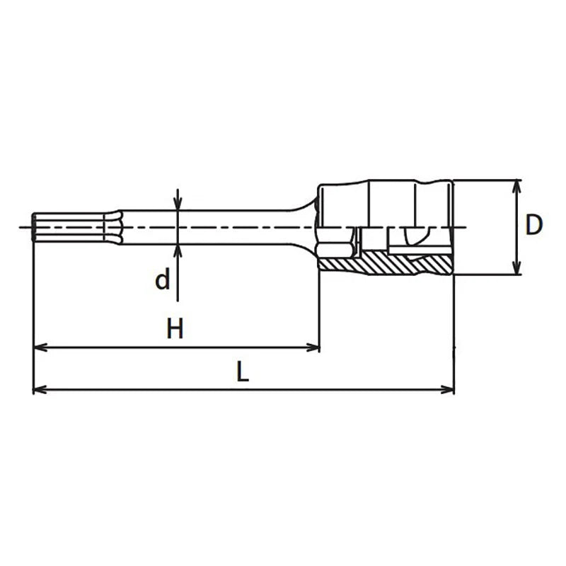 Koken 2010MZ.50-5 - 1/4 Sq. Dr. Bit Socket 5mm 6 point Length 50mm Z-series