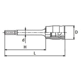 Koken 2010MZ.50-6 - 1/4 Sq. Dr. Bit Socket 6mm 6 point Length 50mm Z-series