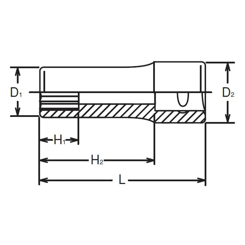 Koken 2300A-1/8 - 1/4" Sq Drive Socket, 6 point, 50mm Length