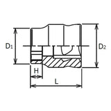 Koken 2400MZ-10 - 1/4" Sq Drive 6 point chrome Metric Socket Z-series 10mm