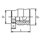 Koken 2400MZ-7 1/4 Sq. Dr. Z-Series 6 point chrome Metric Socket 7mm