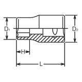 Koken 2405M-10 - 1/4 Sq. Dr. 12 Point Chrome Socket 10mm