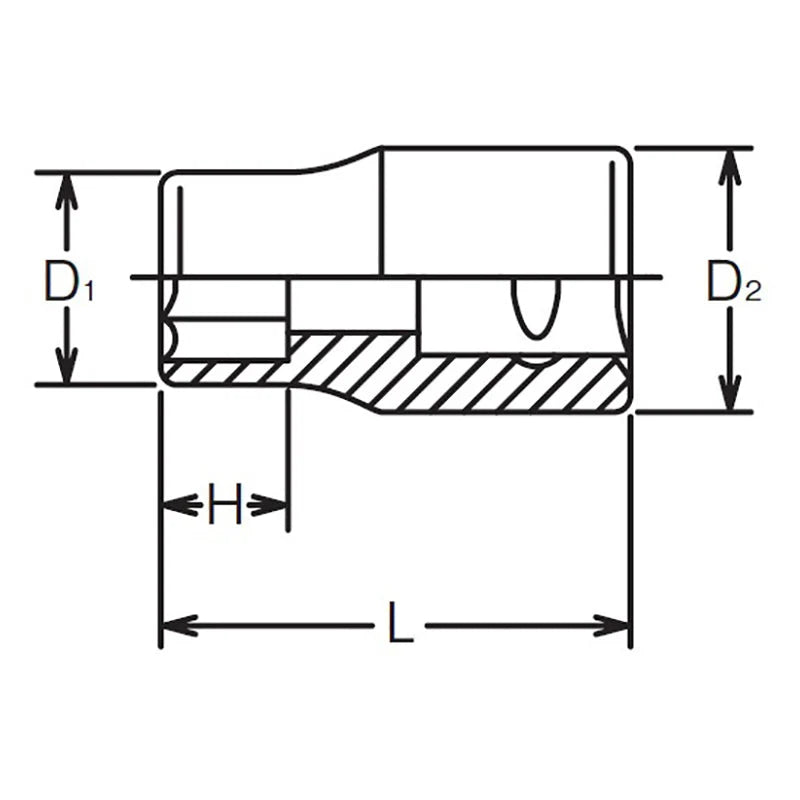 Koken 2405M-8 - 1/4 Sq. Dr. 12 Point chrome SAE Socket 8mm