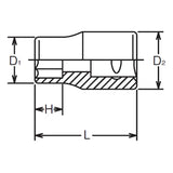 Koken 2405M-9 - 1/4 Sq. Dr. 12 Point Chrome SAE Socket 9mm