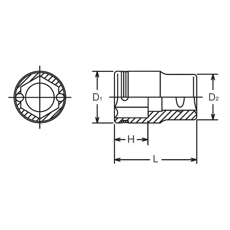 Koken 2450MS-8 - 1/4" Sq Drive Short NUT GRIP Socket