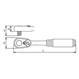 Koken 2725Z-3/8 - 3/8" Sq Drive Ratchet 72 teeth 114mm Length - Z-series