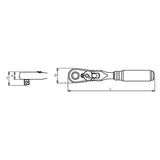 Koken 2726ZB-3/8 - 1/4" Sq Drive Ratchet Handle 72 teeth Flexible Head 114mm Length Z-series