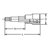 Koken 3010M.38-5 - 3/8 Sq. Dr. Bit Socket 5mm Hex Length 38mm