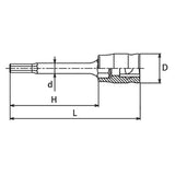 Koken 3010MZ.50-5 - 3/8 Sq. Dr. Bit Socket 5mm 6 point Length 50mm Z-series