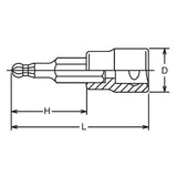 Koken 3011M.160-5 - 3/8" Sq Drive Bit Socket Ballpoint Hex - 160mm Length