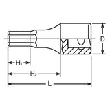 Koken 3012A.62-3/16 - 3/8" Sq Drive Hex Bit Socket 62mm Length