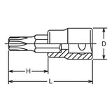 Koken 3025.50-40IP - 3/8 Sq. Dr. TORXplus 40IP Bit Socket - Length 50mm
