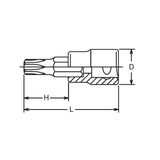 Koken 3025.50-T8 - 3/8 Sq. Dr. TORX T8 Bit Socket - Length 50mm