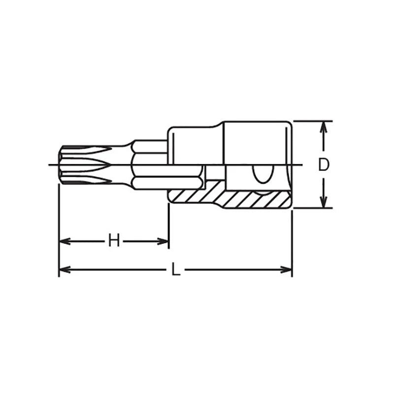 Koken 3025.50-T8 - 3/8 Sq. Dr. TORX T8 Bit Socket - Length 50mm