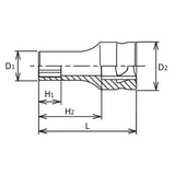 Koken 3300XZ-10 - 3/8 Sq. Dr. Z-series Metric Semi-Deep 6 point Chrome Socket - 10mm