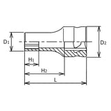 Koken 3300XZ-13 - 3/8 Sq. Dr. Z-series Metric Semi-Deep 6 point Chrome Socket - 13mm