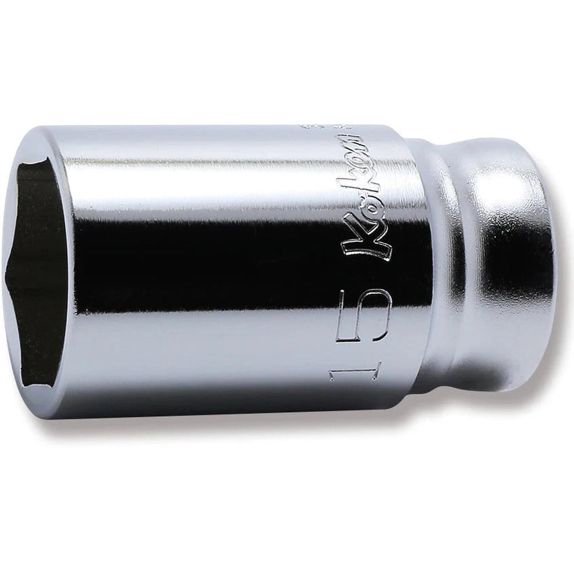 Koken 3300XZ-15 - 3/8 Sq. Dr. Z-series Metric Semi-Deep 6 point Chrome Socket - 15mm