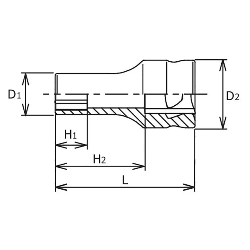 Koken 3300XZ-15 - 3/8 Sq. Dr. Z-series Metric Semi-Deep 6 point Chrome Socket - 15mm