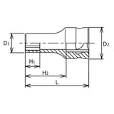 Koken 3300XZ-18 - 3/8 Sq. Dr. Z-series Metric Semi-Deep 6 point Chrome Socket - 18mm