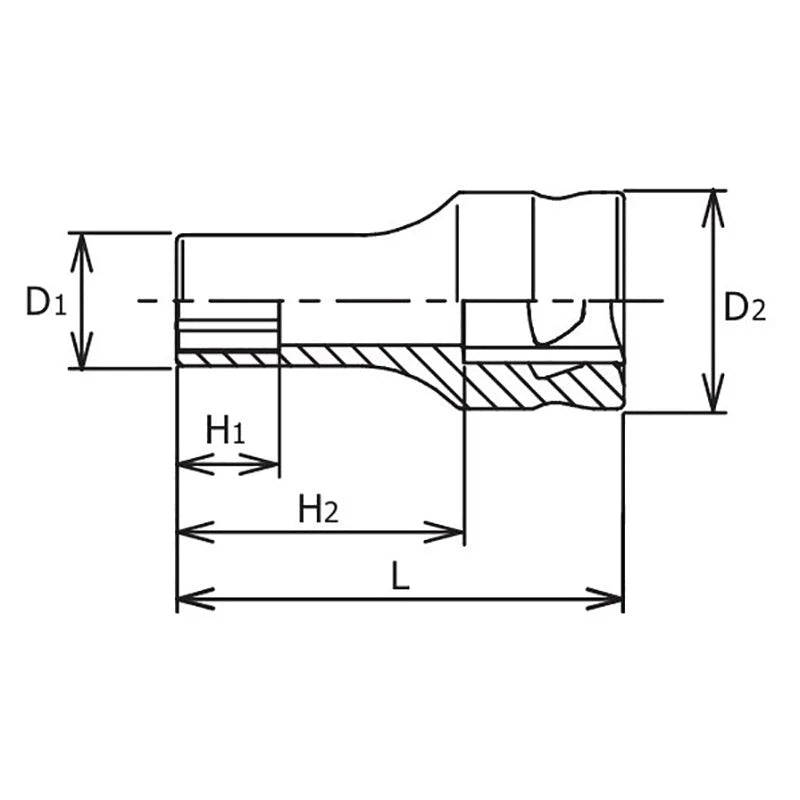 Koken 3300XZ-8 - 3/8 Sq. Dr. Z-series Metric Semi-Deep 6 point Chrome Socket - 8mm