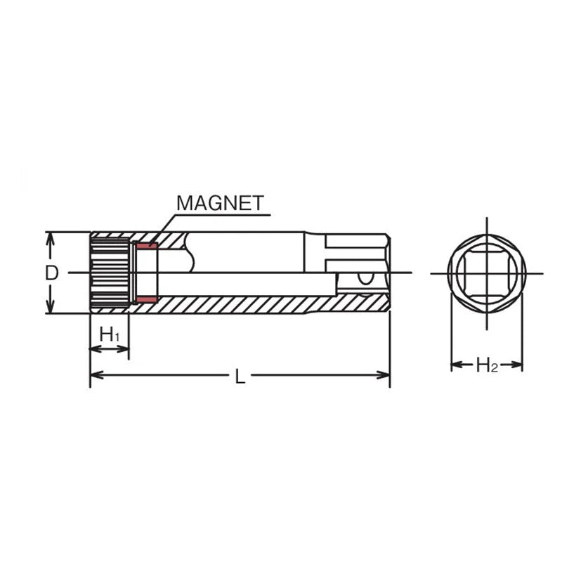 Koken 3305P-16 - 3/8 Sq. Dr. 12-Point Magnetic Spark Plug Socket 16mm