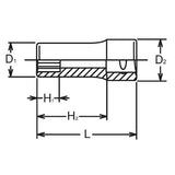Koken 3305X-10 - 3/8 Sq. Dr. Socket 10mm 12 point Length 40mm