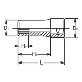 Koken 3305X-11 - 3/8 Sq. Dr. Socket 11mm 12 point Length 40mm