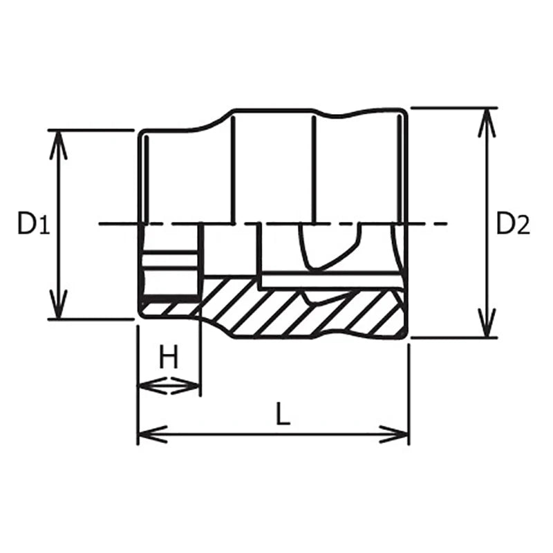Koken 3400MZ-12 - 3/8 Sq. Dr. 6-Point Z-Series Metric Chrome Socket in 12mm