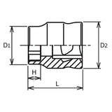 Koken 3400MZ-15 - 3/8 Sq. Dr. 6-Point Z-Series Metric Chrome Socket in 15mm