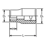 Koken 3410M-13 - 3/8 Sq. Dr. Socket 13mm Surface Length 26mm